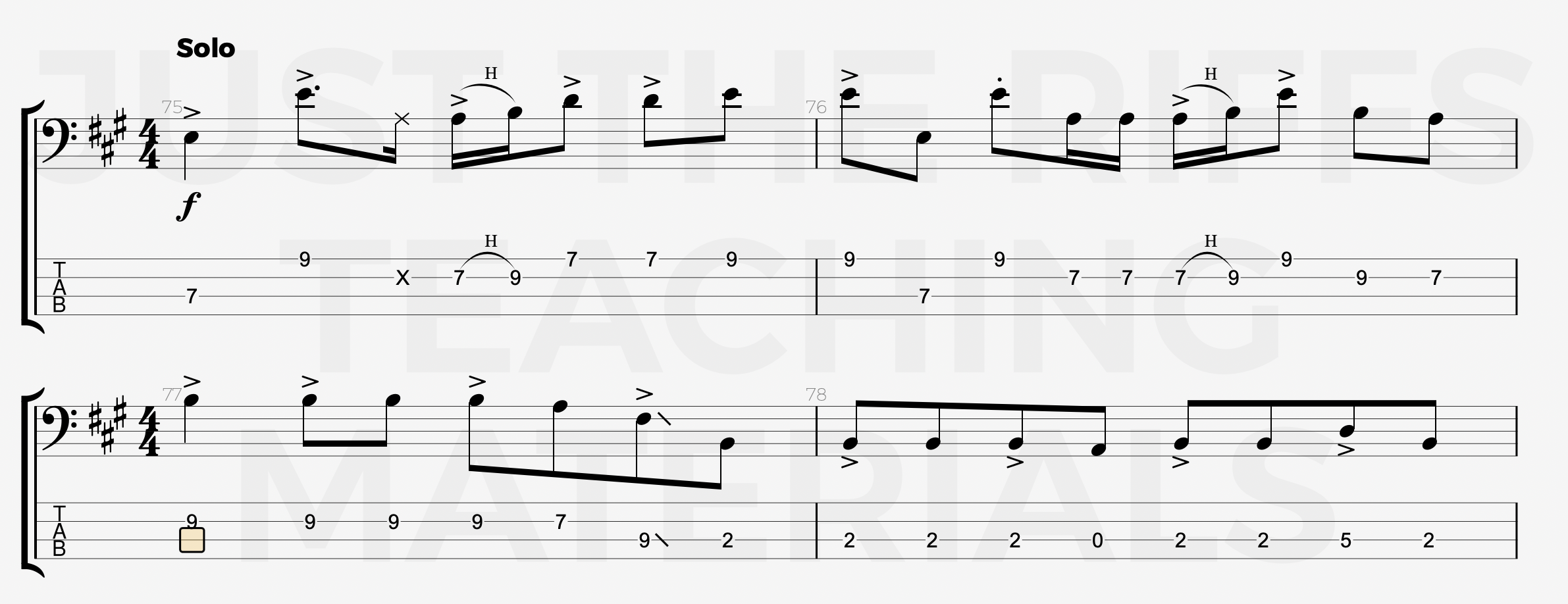 JTR - Transcription Guide Notation and Tab Example