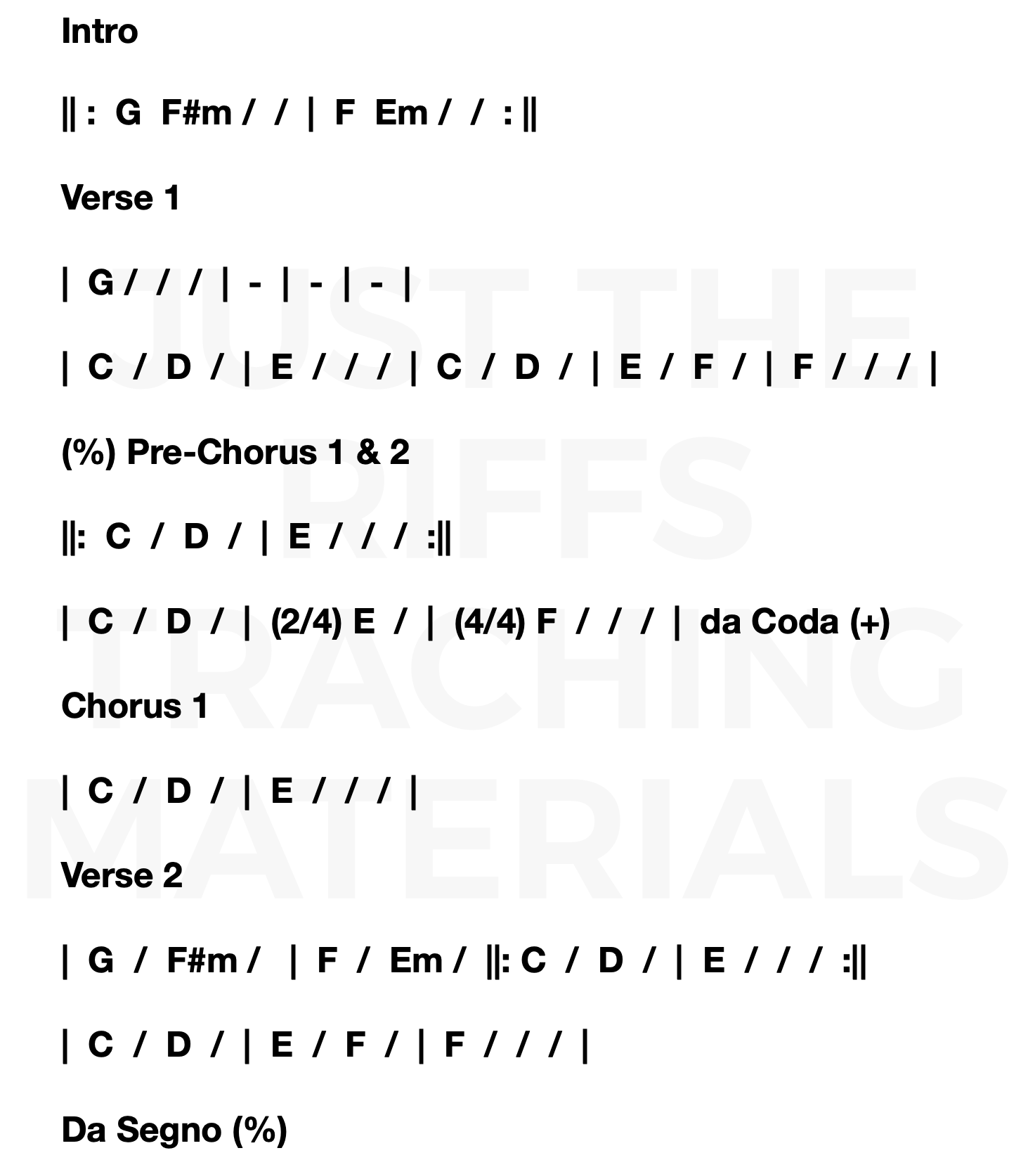 JTR - Song Structure Outline Sheet